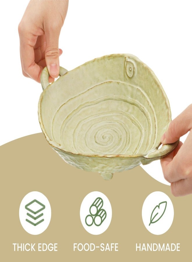 Nagpew 2 Piece Free-Form Decorative Bowl, Handmade Ceramic Fruit Bowl with Handles, 7.7'' Serving Dish Large Berry Holder for Dough, Noodles, Nuts, Microwave Dishwasher Safe - Image 5